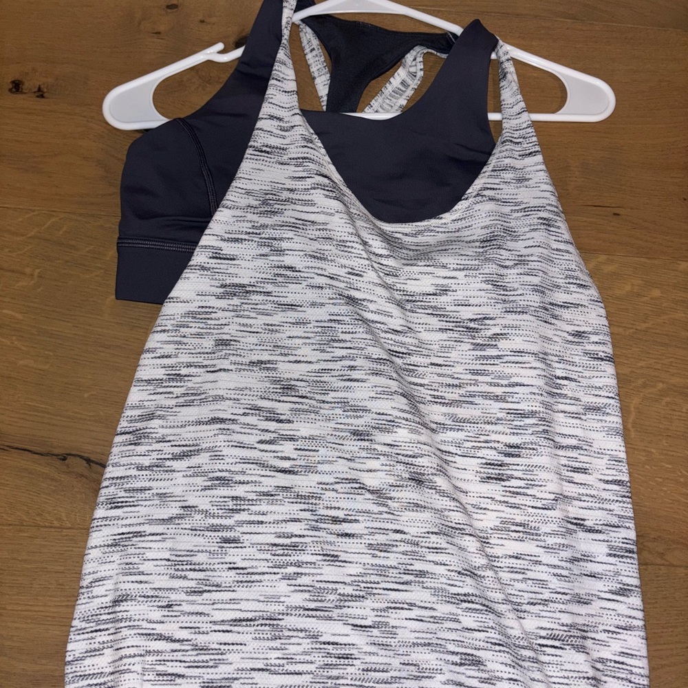 lululemon athletica Grey and White Tank Top with Built in bra